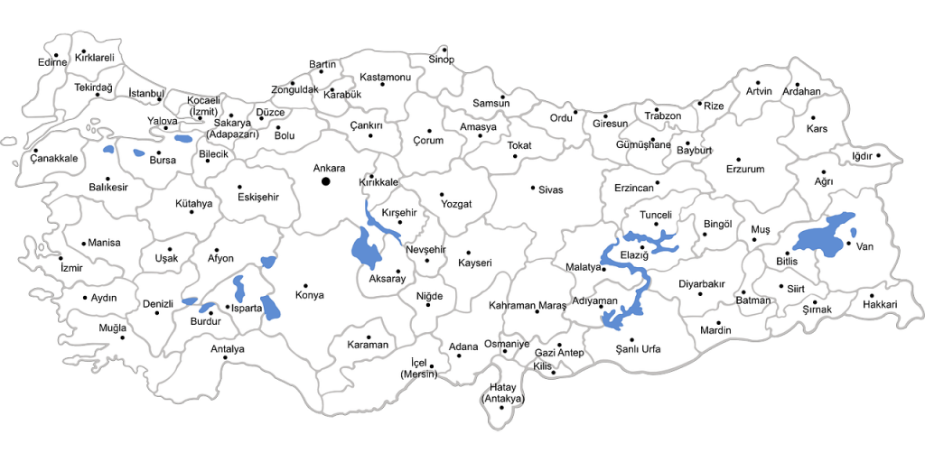 Kaart van Turkije